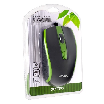 Мышь USB Perfeo PF-383-ОР-B черно-зеленый